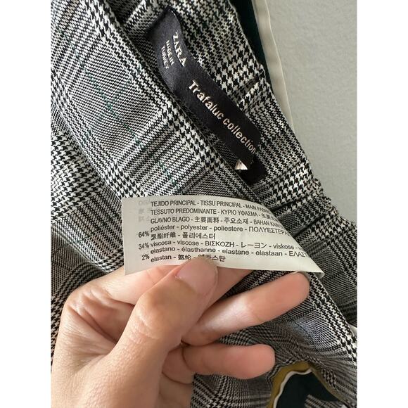 Zara Pants Women's 5 Gray Trafulac Cigarette Glen Plaid Side Stripe Academia - Picture 8 of 10